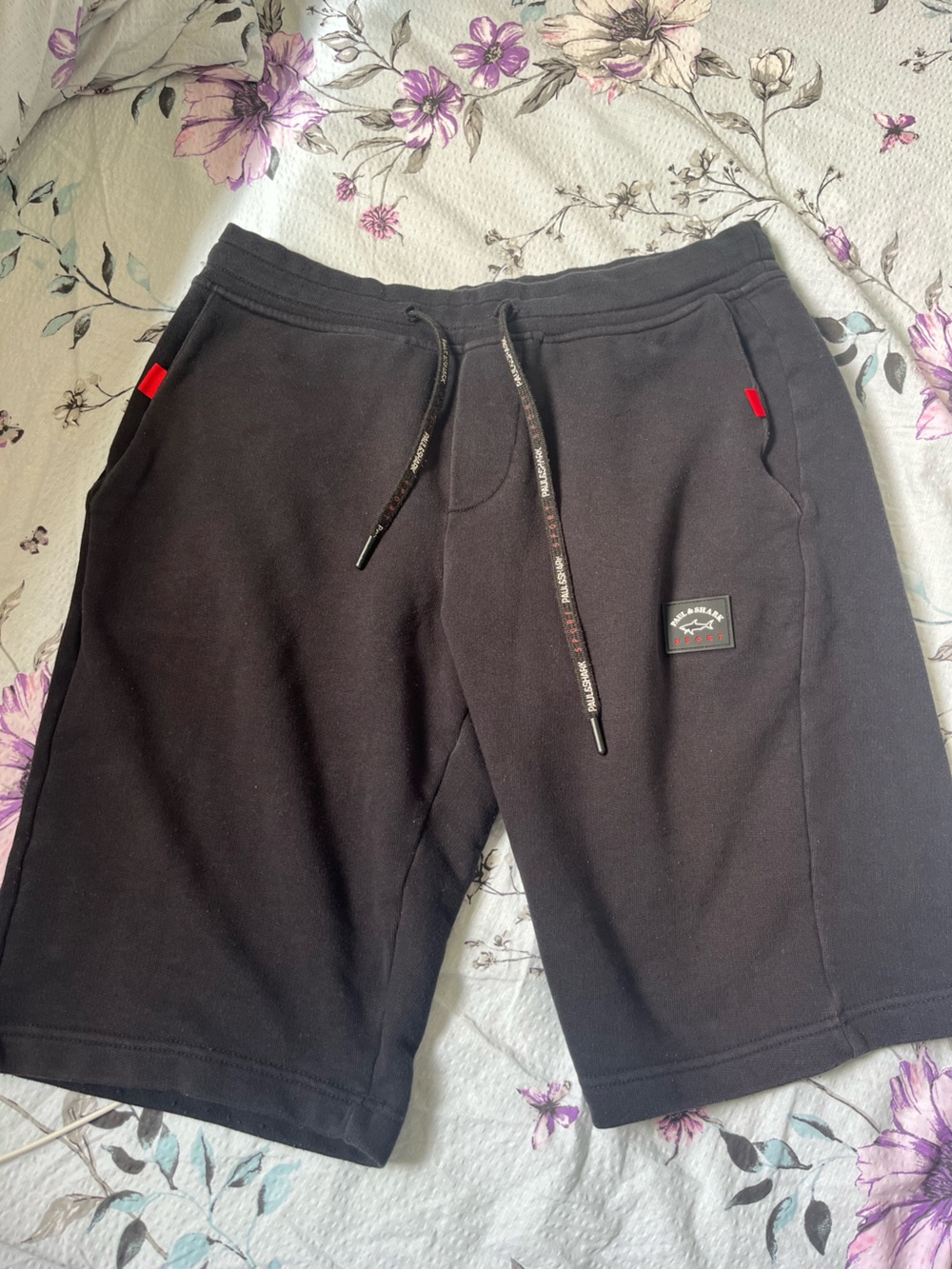 Paul & Shark Black Men's Sweat Shorts with Red Trim